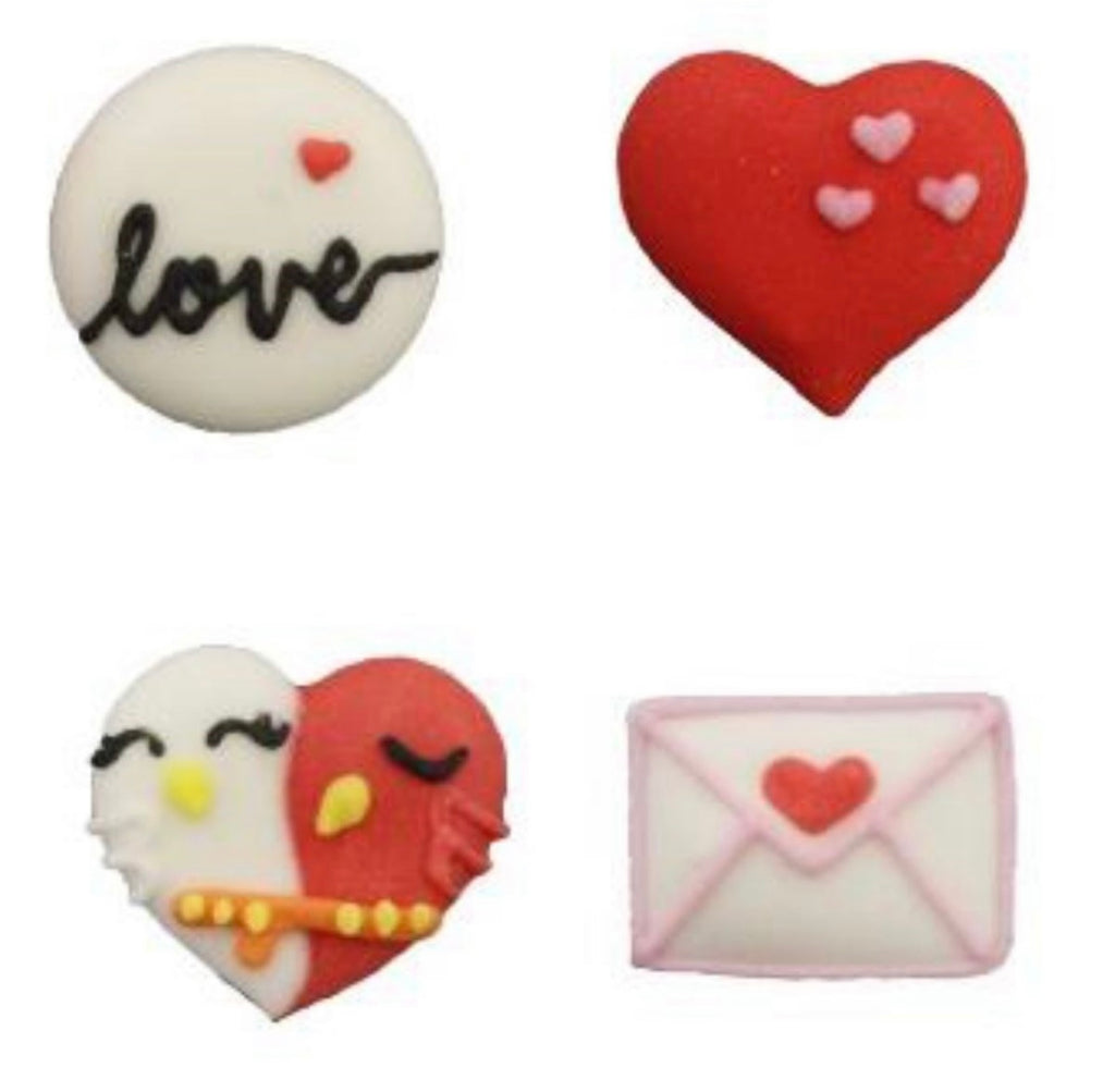 Love Heart & Letters Sugar Decorations Pk 12