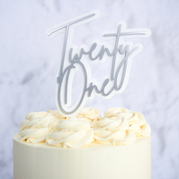 Twenty One Cake Topper Siver   - SWEET STAMP