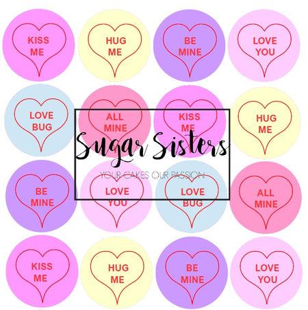 Love Heart & Letters Sugar Decorations Pk 12