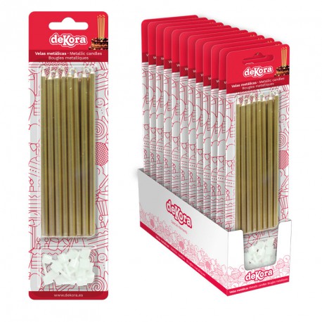 Gold Extra Tall Candles Metallic 16pk