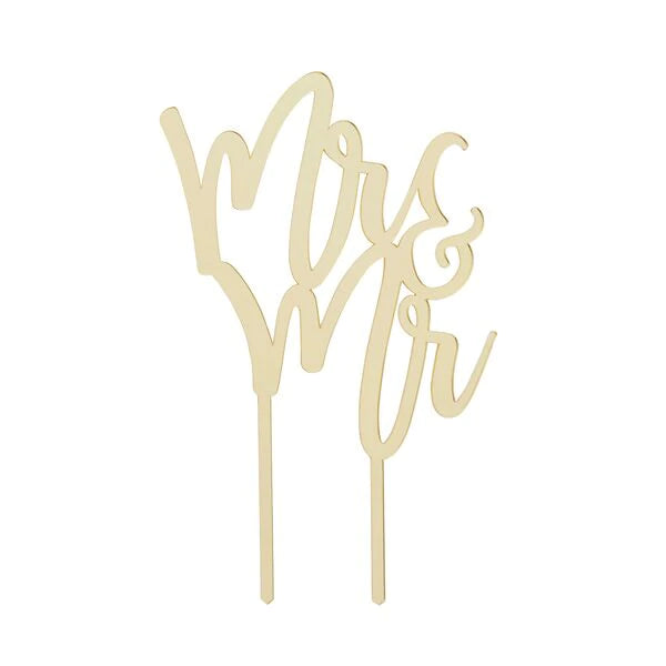 Mirror Gold Mr and Mr Cake Topper