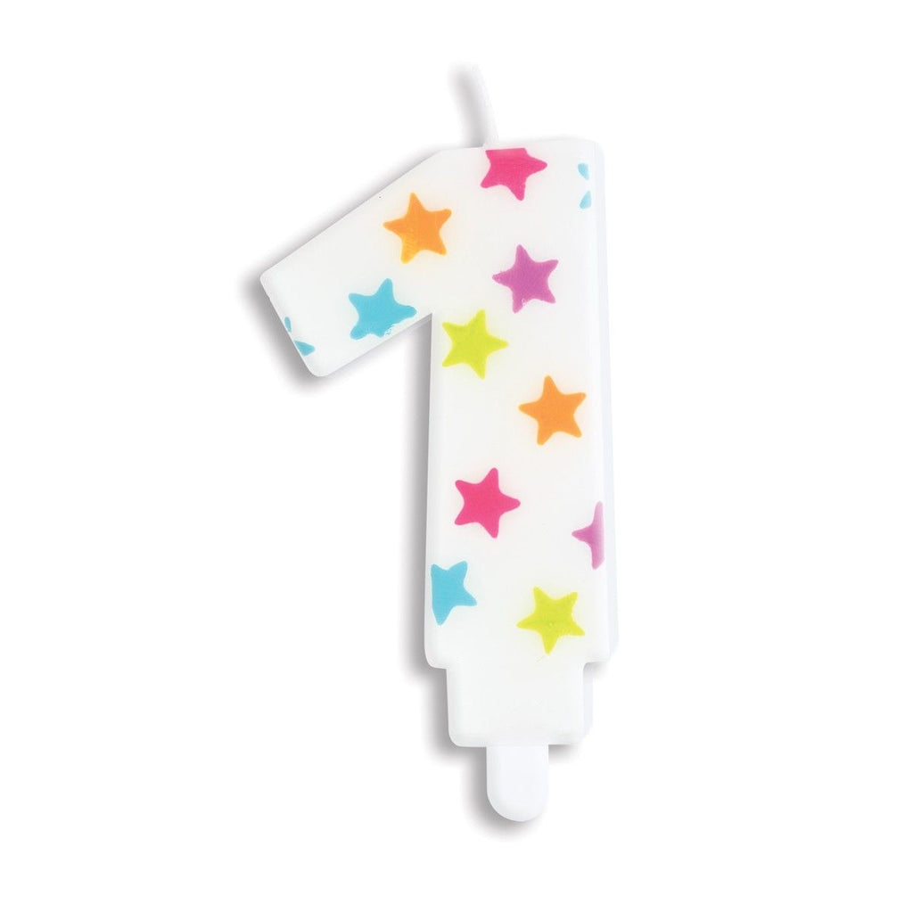 Rainbow Stars Number Candle 1
