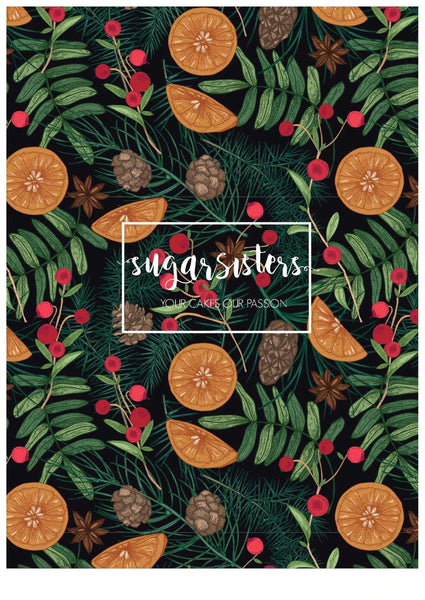 Christmas Orange & Berries Edible Image