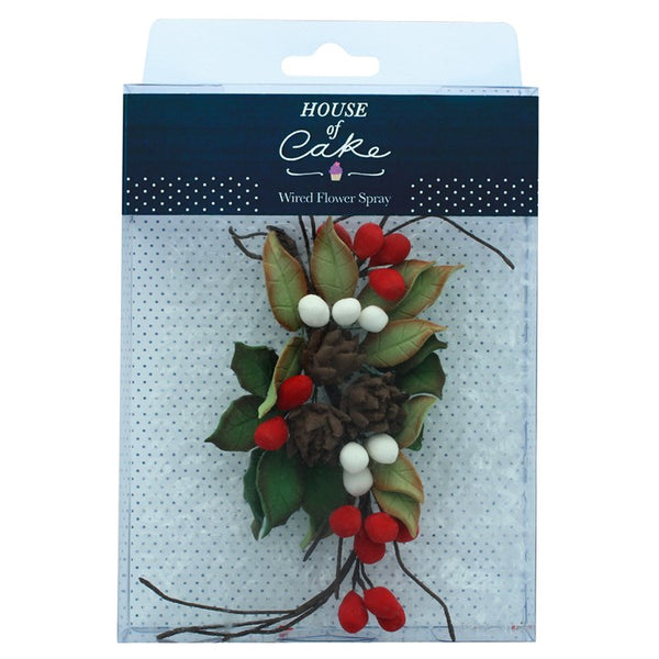 House Of Cake - Pine Cone & Holly Spray