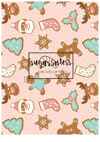 Pink Christmas Cookies Edible Image