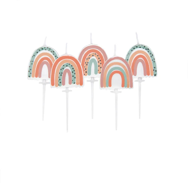 Neutral Rainbow Pick Candles pk 5