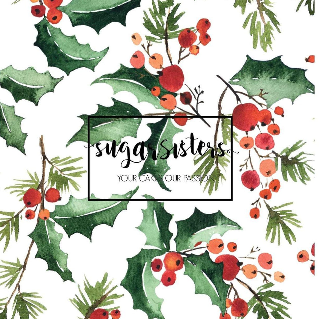 Watercolor Holly Edible Image
