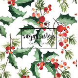 Watercolor Holly Edible Image