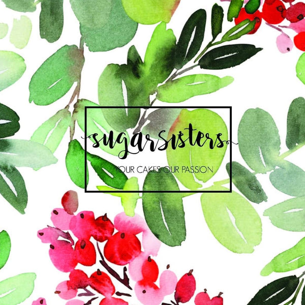 Christmas Berries & Leaves Edible Image