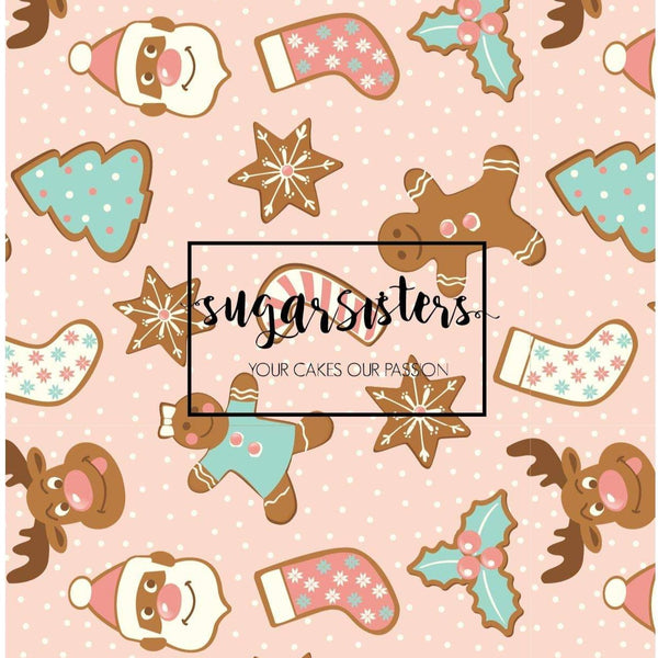 Pink Christmas Cookies Edible Image