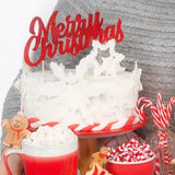 Glitter Merry Christmas Cake Topper Red