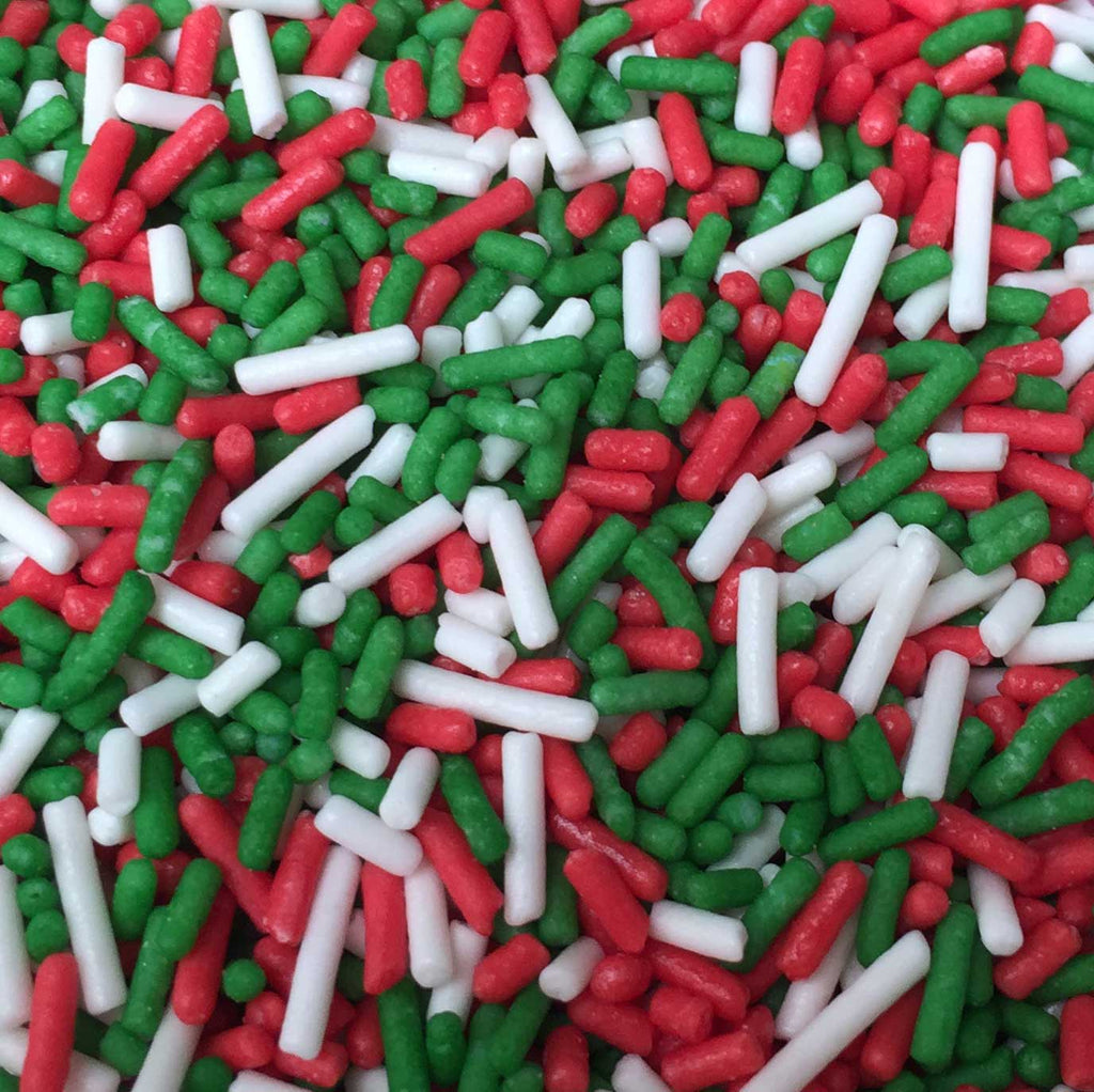 SUGAR SISTERS - Xmas Strands Red Green & White 1 Kg