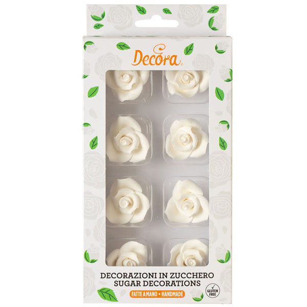 White Sugar Rose Medium 3.5cm Pk 8