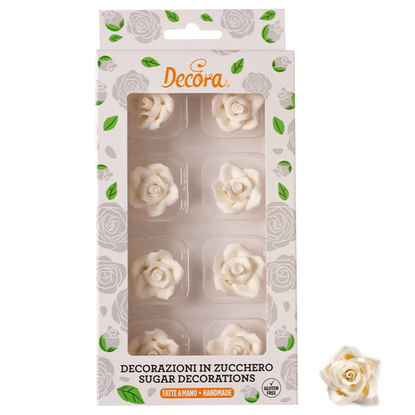 White Sugar Rose Small 2cm Pk 8