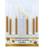 Gold Sparkle Cake Topper Candles Pk 10