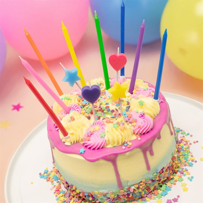 Rainbow Cake Topper Candles Pk 12
