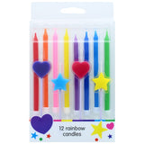 Rainbow Cake Topper Candles Pk 12