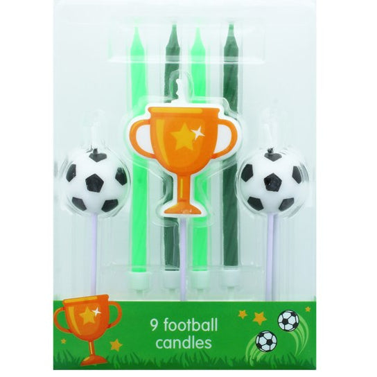 Football Cake Topper Candles Pk 9