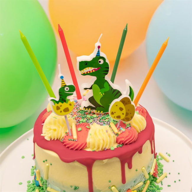 Dinosaur Cake Topper Candles Pk 7
