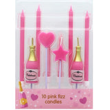 Pink Fizz Cake Topper Candles Pk 8