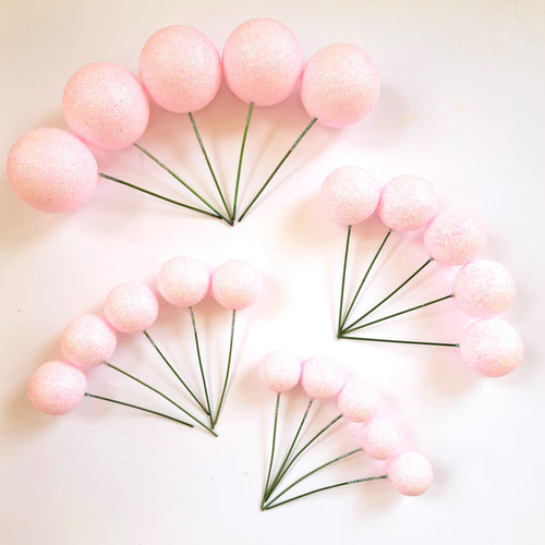 SUGAR SISTERS - Pale Pink  Glitter Cake Balls Pk 20