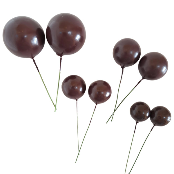 SUGAR SISTERS - Chocolate Brown Matt  Cake Balls Pk 8