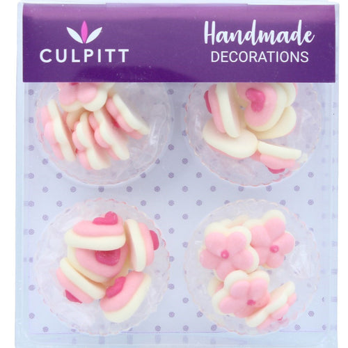 Pink Mini Heart Sugar Decorations Pk 24