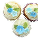 Sugar Decoration Blue Flowers & Leaves Pk 16