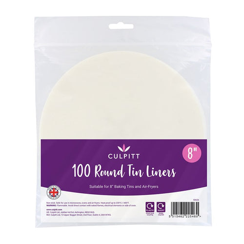Greasproof Round Tin Liners 8" Pk 100