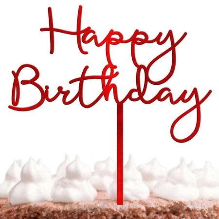 Dark Blue Glitter Happy Birthday Topper