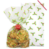Holly Cello Treat Bags with Twist Ties Pk 20