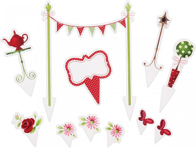 Tea Party Cake Topper 11 pcs