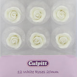 Sugar Decoration 20mm White Sugar Roses