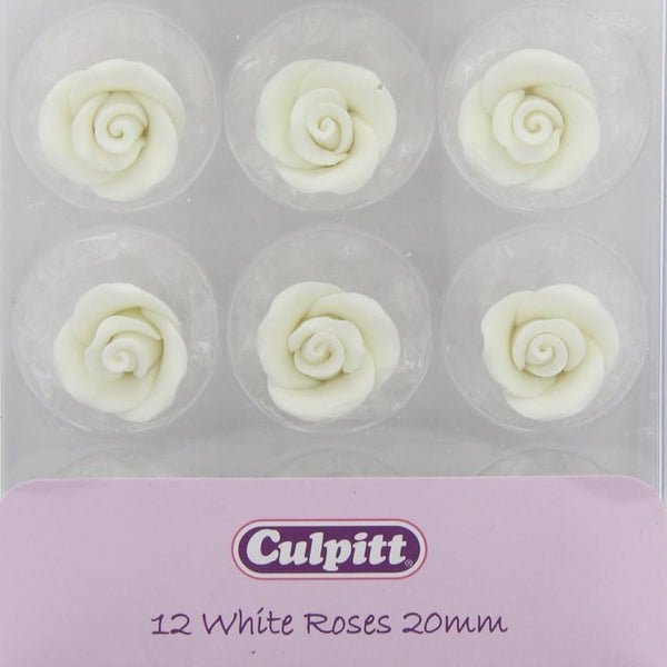 Sugar Decoration 20mm White Sugar Roses