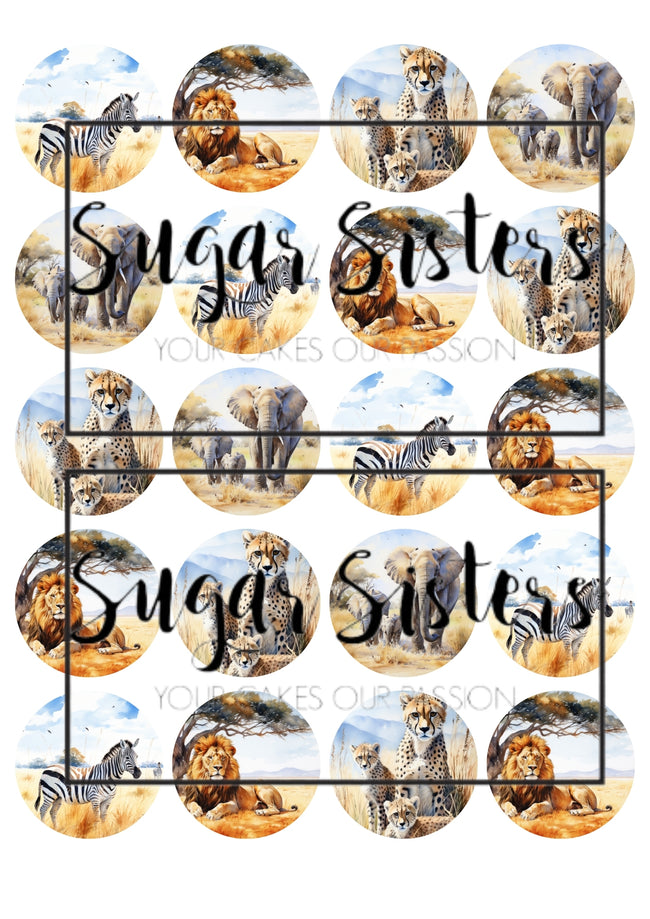 African Animals Edible Toppers - (20 Toppers)