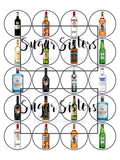 Alcohol Bottles Edible Toppers - (20 Toppers)