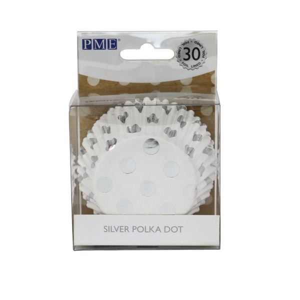 Silver Polka Dot Foil Lined Cases Pk 30 PME