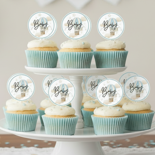 Baby Boy Blue Edible Toppers - (20 Toppers)