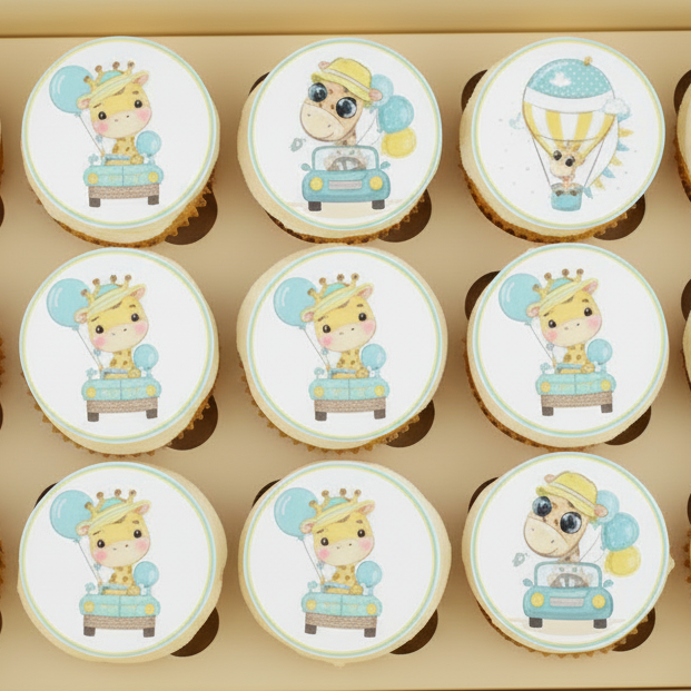 Baby Giraffe Edible Toppers - (20 Toppers)