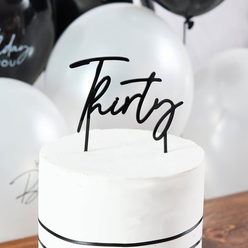 Thirty Black Acrylic Cake Topper