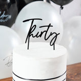 Thirty Black Acrylic Cake Topper