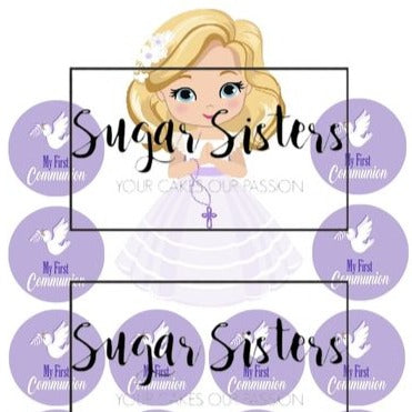 Red Haired Communion Girl Edible Decal - (1 Image 6.5" tall )