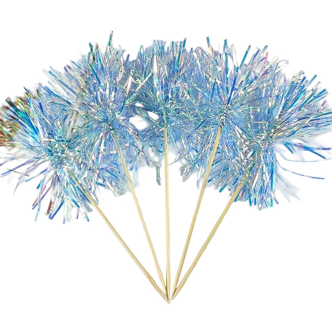SUGAR SISTERS - Firework Cake/Cupcake Topper Pale Blue Pk 5
