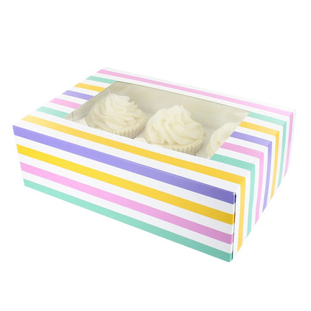 6s/12s  Pink Spots And Stripes Cupcake Box