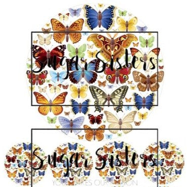 Butterflies Multi  Edible Topper - (1 x 6" Disc ) (8 x 2" Discs)