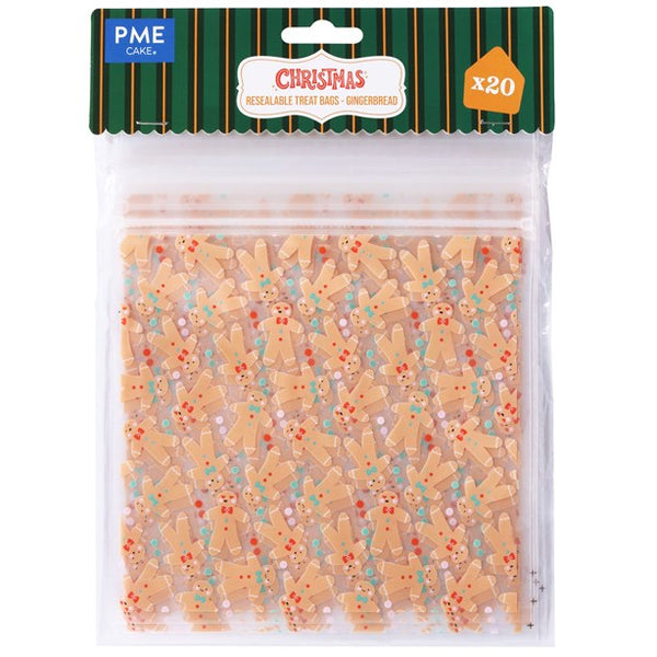 Resealable Gingerbread Treat Bags Pk 24
