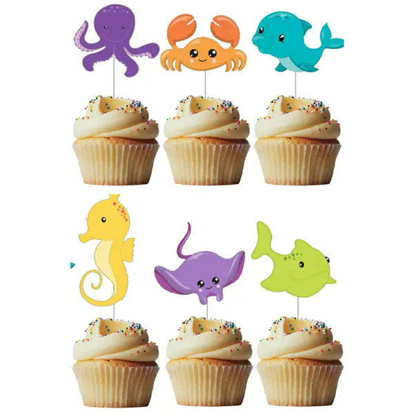 Cartoon Under the Sea Cupcake Toppers Pk 6