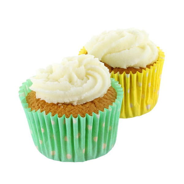 Cupcake Cases Green/Yellow Dot Pk 50