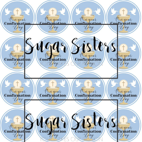 Confirmation Blue  Edible Toppers - (20 Toppers)