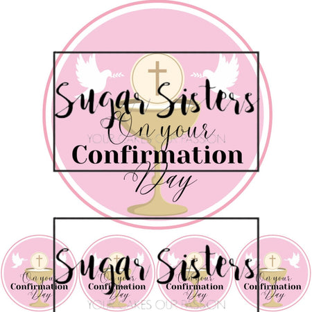 Girls Name & Date Confirmation Edible Toppers - (20 Toppers)